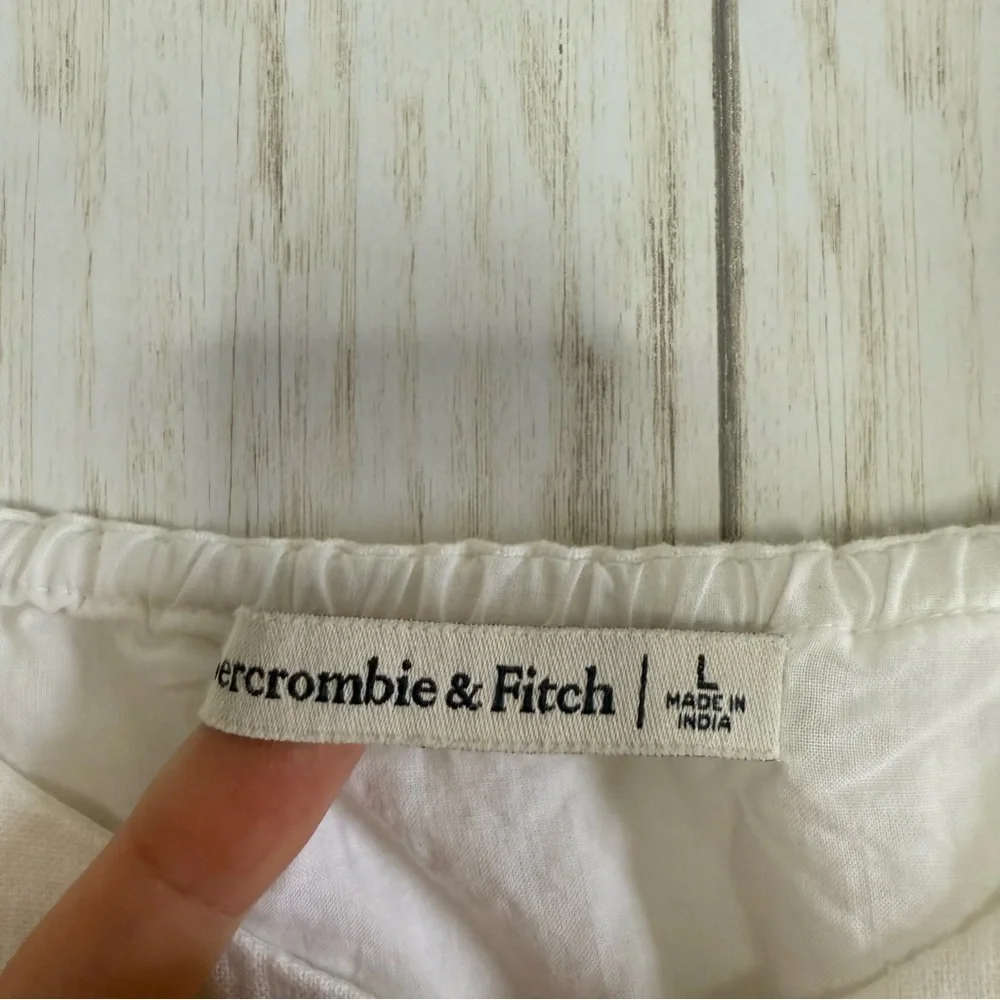 Abercrombie and Fitch Linen White Babydoll Y2K Dress Large Euro Summer - Picture 2 of 4